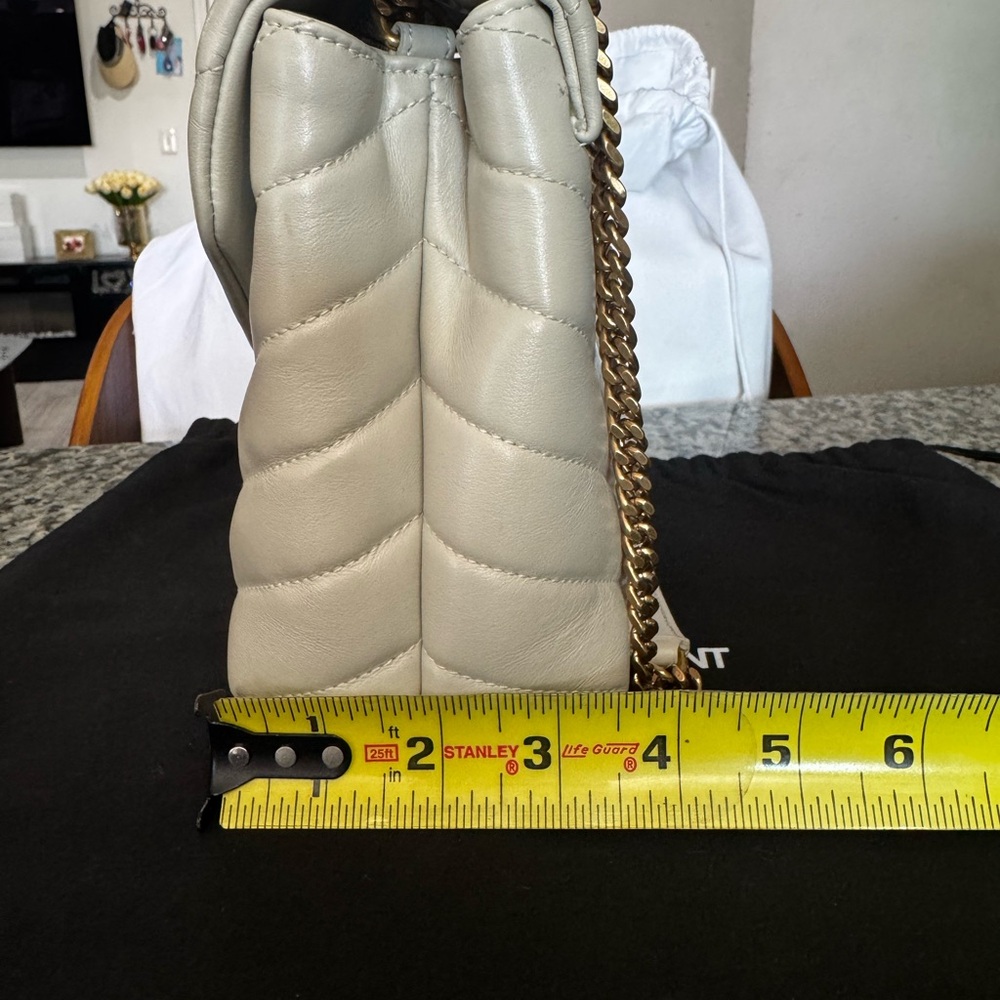 Saint Laurent Ivory Quilted Shoulder Bag with Gold Chain - Picture 16 of 16